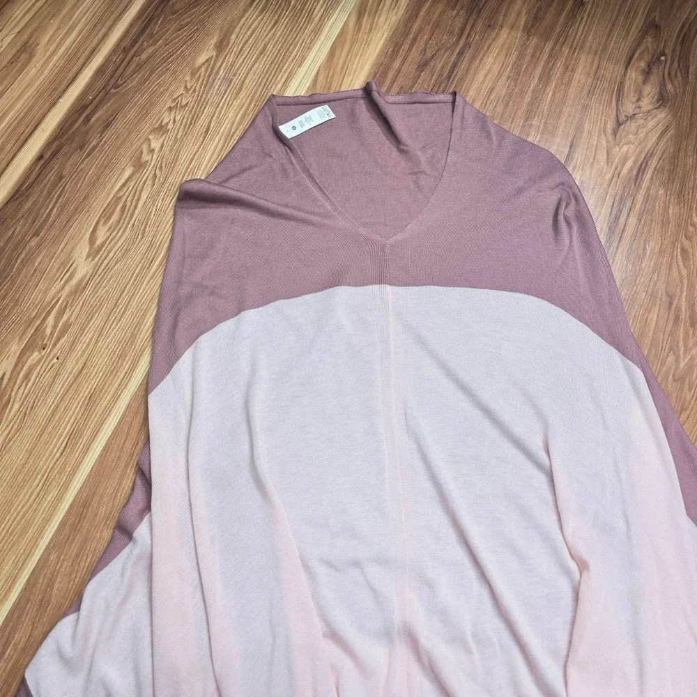 Lululemon‎ Athletica Sweater Cape Womens One Size Pink Viscose Blend V Neck Knit